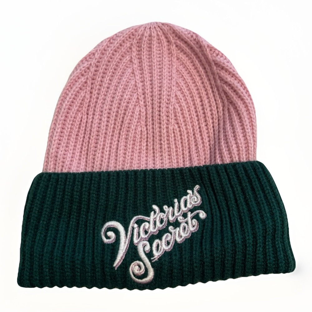 Victoria's Secret Vintage Women's Color-block Beanie Hat Pink/Green Y2K‎ Glam